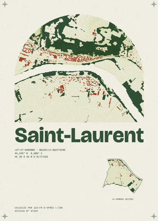 Affiche de Saint-Laurent, calculée par 123-fr d'après l'IGN