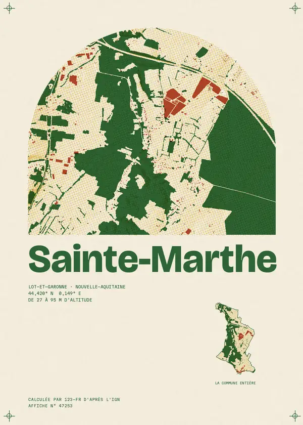 Affiche de Sainte-Marthe, calculée par 123-fr d'après l'IGN