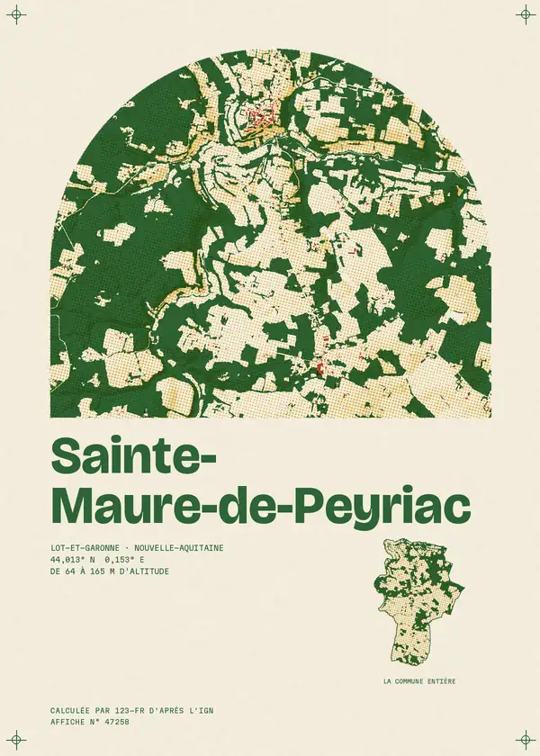 Affiche de Sainte-Maure-de-Peyriac, calculée par 123-fr d'après l'IGN