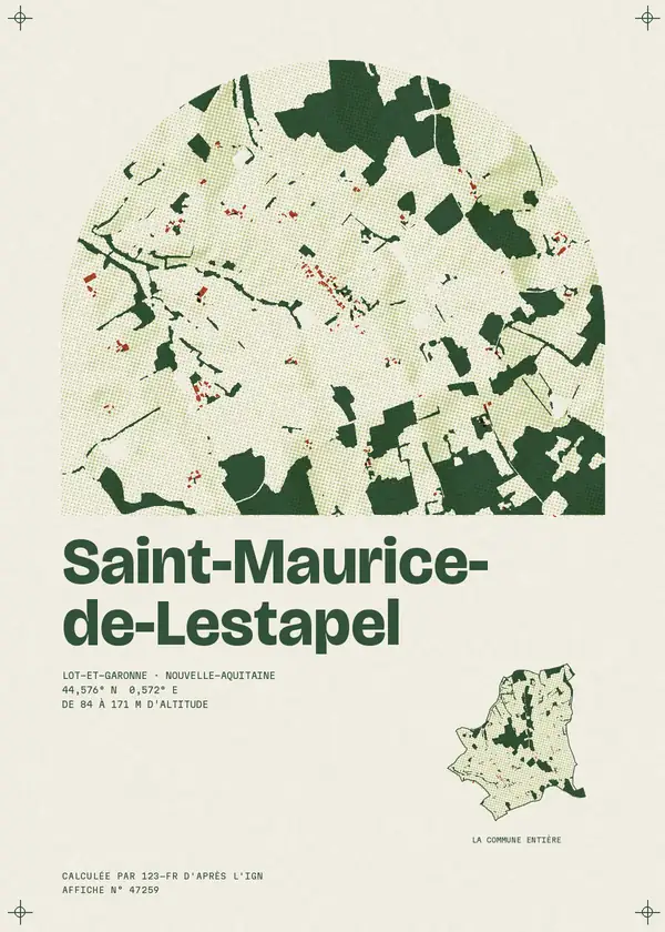 Affiche de Saint-Maurice-de-Lestapel, calculée par 123-fr d'après l'IGN