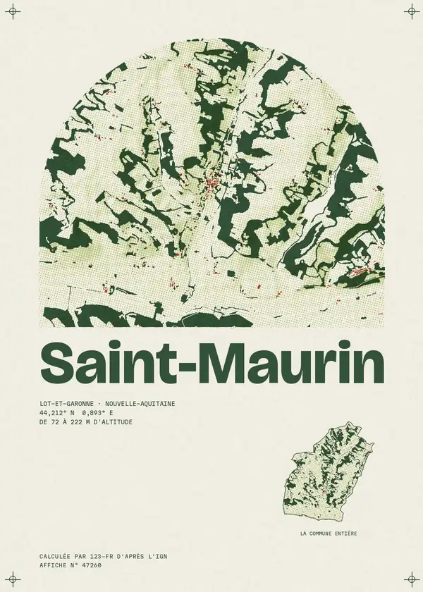 Affiche de Saint-Maurin, calculée par 123-fr d'après l'IGN