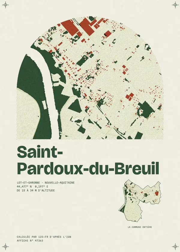 Affiche de Saint-Pardoux-du-Breuil, calculée par 123-fr d'après l'IGN