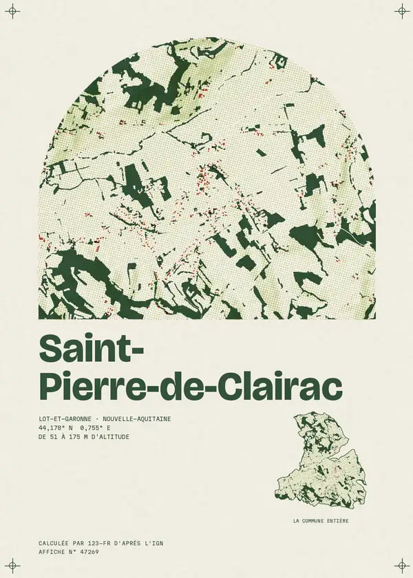 Affiche de Saint-Pierre-de-Clairac, calculée par 123-fr d'après l'IGN