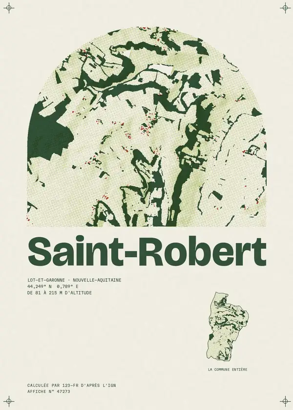 Affiche de Saint-Robert, calculée par 123-fr d'après l'IGN