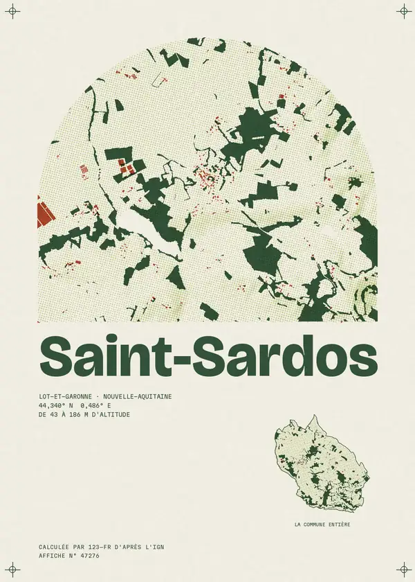 Affiche de Saint-Sardos, calculée par 123-fr d'après l'IGN
