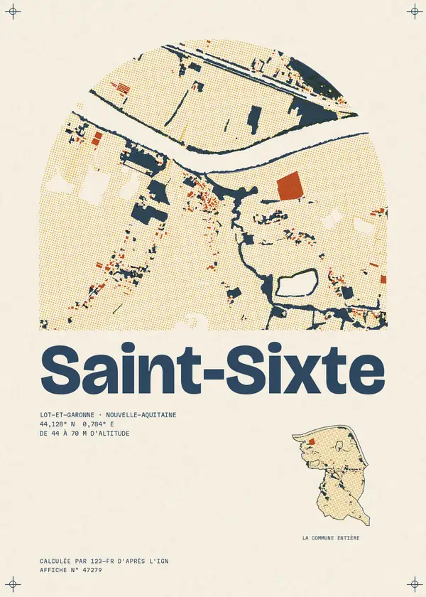 Affiche de Saint-Sixte, calculée par 123-fr d'après l'IGN