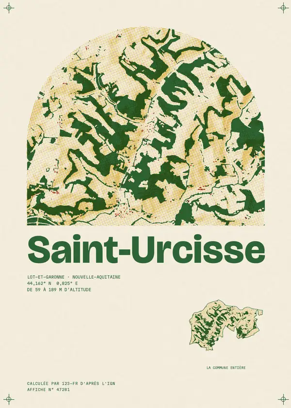 Affiche de Saint-Urcisse, calculée par 123-fr d'après l'IGN