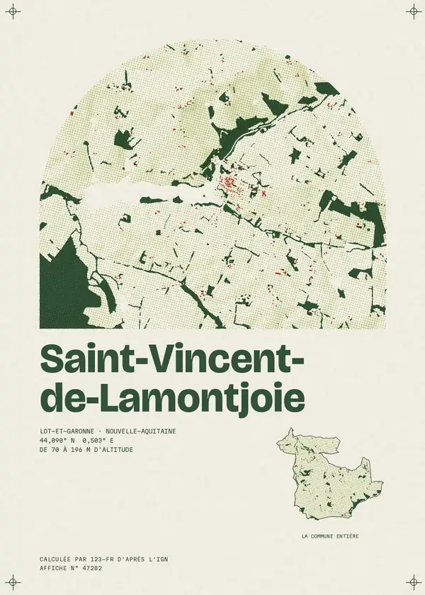Affiche de Saint-Vincent-de-Lamontjoie, calculée par 123-fr d'après l'IGN
