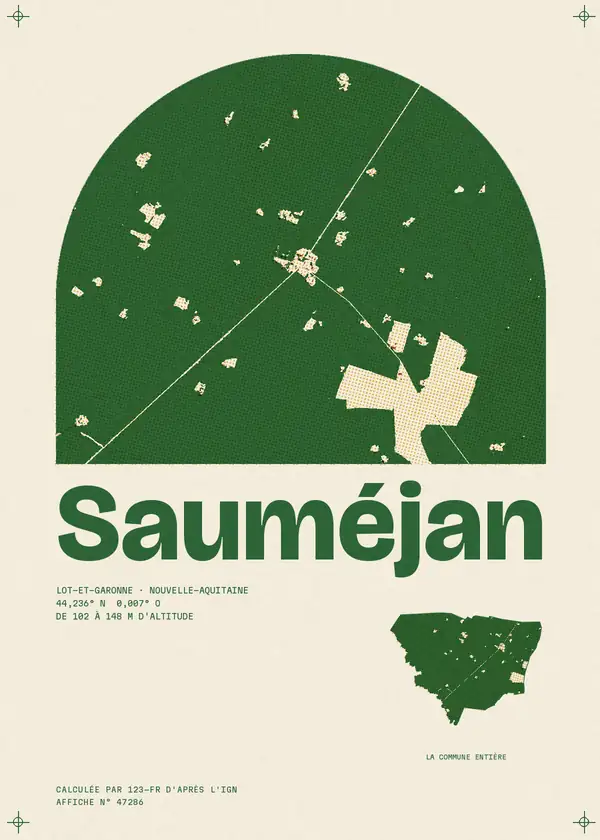 Affiche de Sauméjan, calculée par 123-fr d'après l'IGN