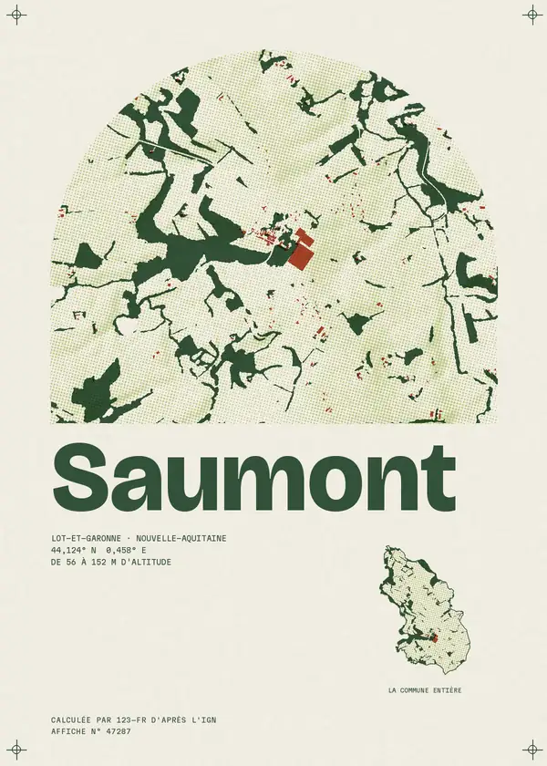 Affiche de Saumont, calculée par 123-fr d'après l'IGN