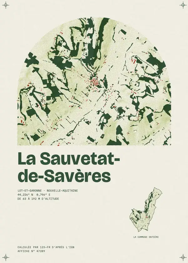 Affiche de La Sauvetat-de-Savères, calculée par 123-fr d'après l'IGN