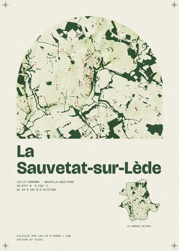 Affiche de La Sauvetat-sur-Lède, calculée par 123-fr d'après l'IGN