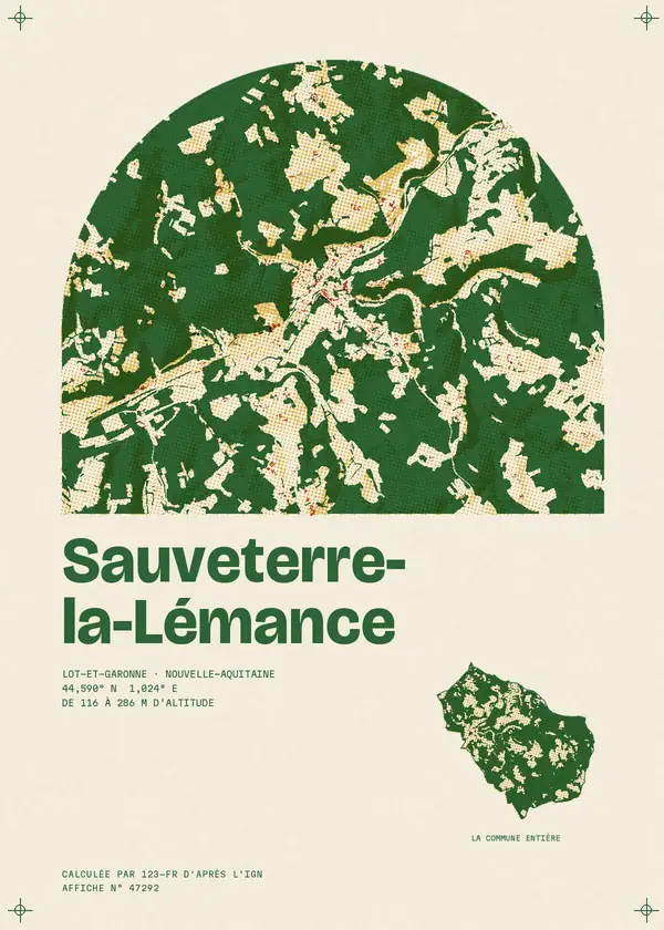 Affiche de Sauveterre-la-Lémance, calculée par 123-fr d'après l'IGN
