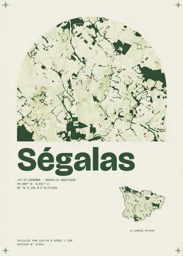 Affiche de Ségalas, calculée par 123-fr d'après l'IGN