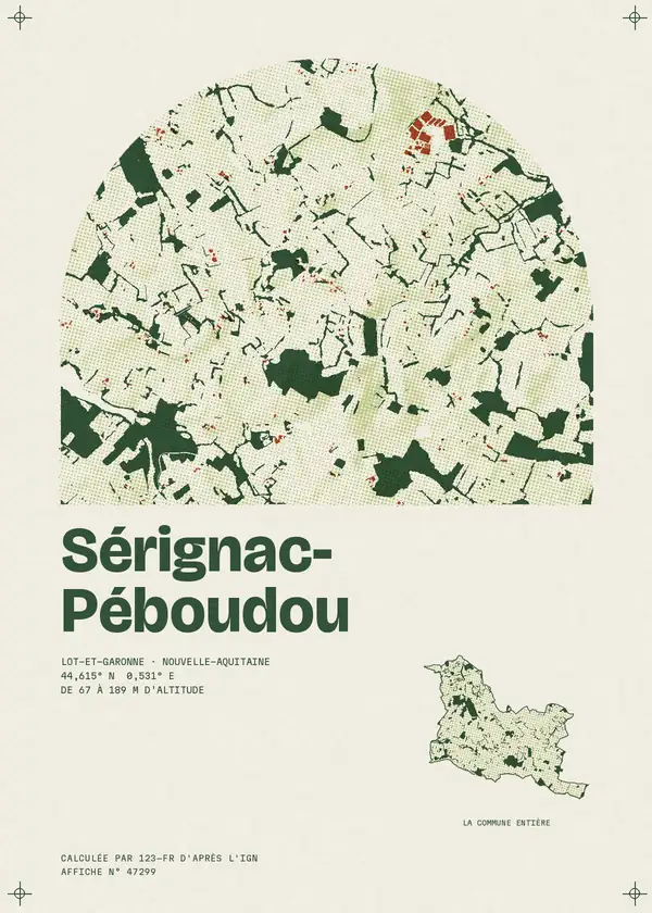 Affiche de Sérignac-Péboudou, calculée par 123-fr d'après l'IGN