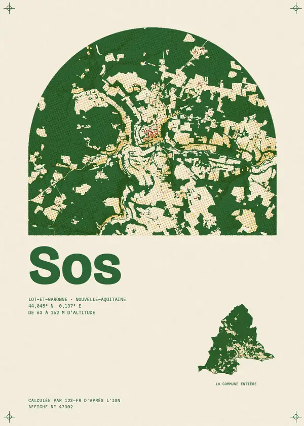 Affiche de Sos, calculée par 123-fr d'après l'IGN
