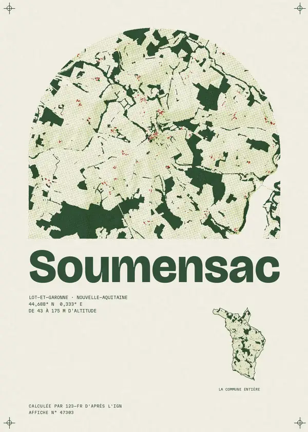 Affiche de Soumensac, calculée par 123-fr d'après l'IGN