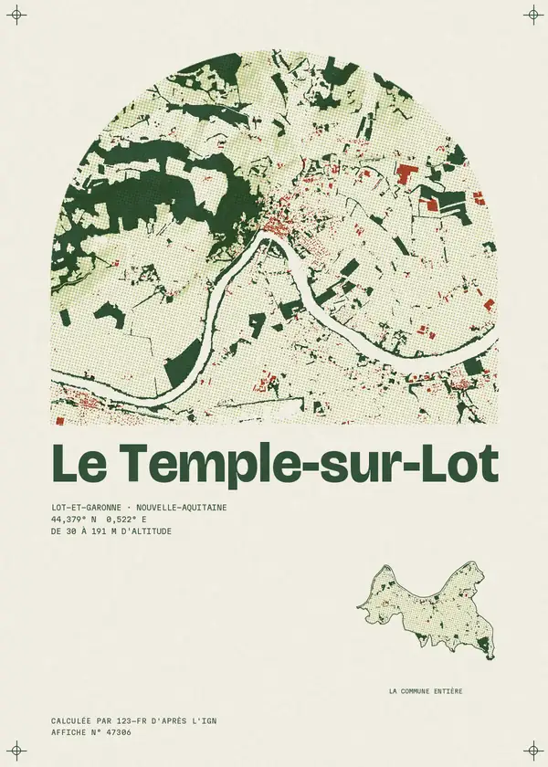 Affiche de Le Temple-sur-Lot, calculée par 123-fr d'après l'IGN