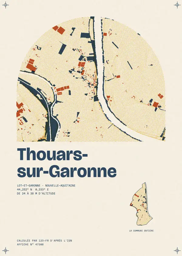 Affiche de Thouars-sur-Garonne, calculée par 123-fr d'après l'IGN