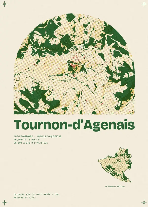 Affiche de Tournon-d'Agenais, calculée par 123-fr d'après l'IGN