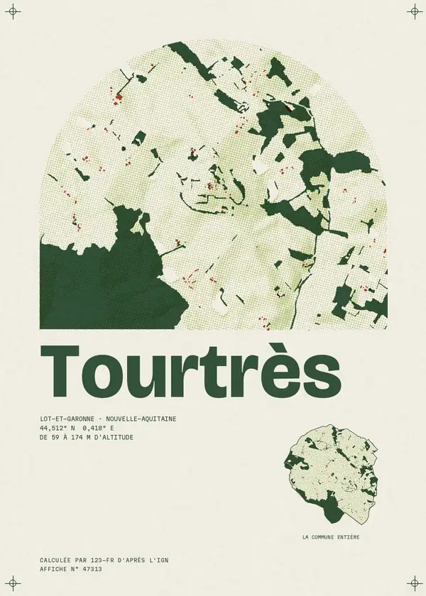 Affiche de Tourtrès, calculée par 123-fr d'après l'IGN