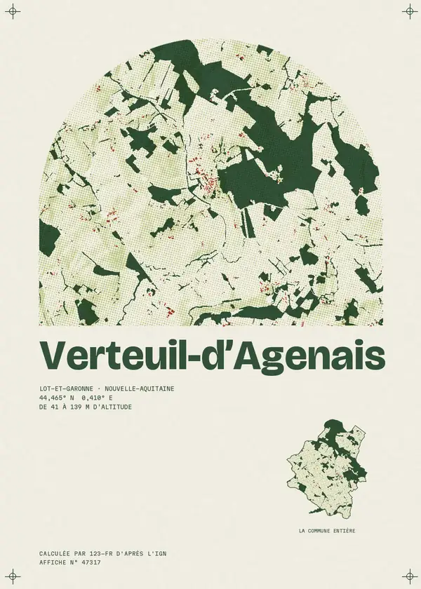 Affiche de Verteuil-d'Agenais, calculée par 123-fr d'après l'IGN