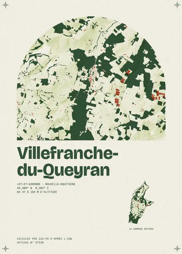 Affiche de Villefranche-du-Queyran, calculée par 123-fr d'après l'IGN