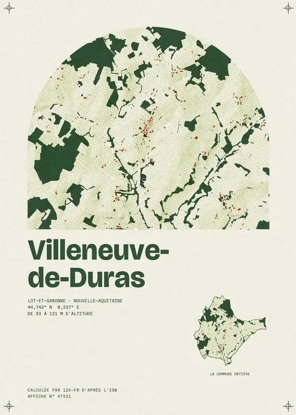 Affiche de Villeneuve-de-Duras, calculée par 123-fr d'après l'IGN