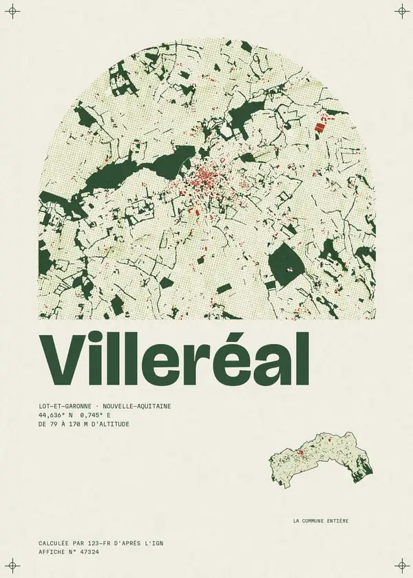 Affiche de Villeréal, calculée par 123-fr d'après l'IGN