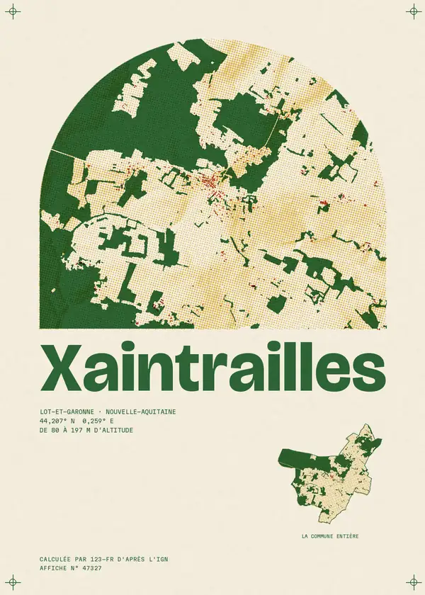 Affiche de Xaintrailles, calculée par 123-fr d'après l'IGN