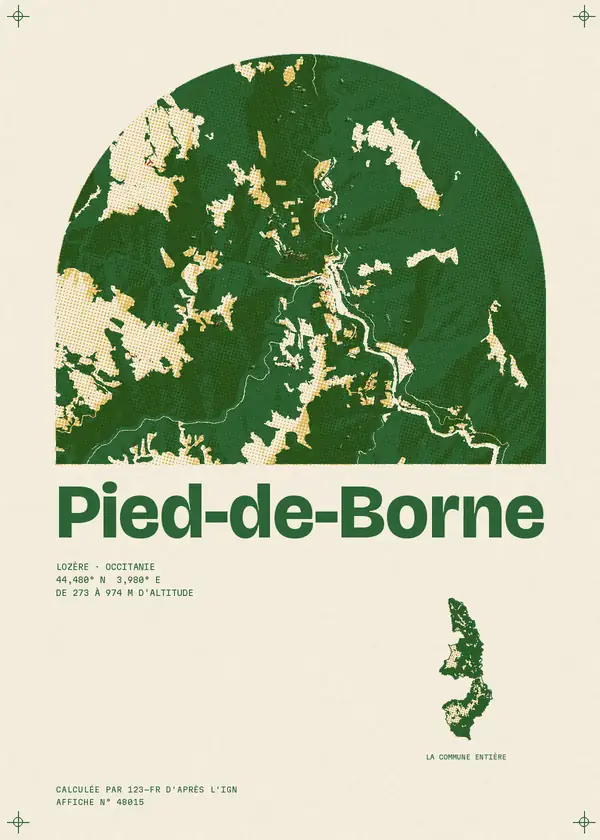 Affiche de Pied-de-Borne, calculée par 123-fr d'après l'IGN