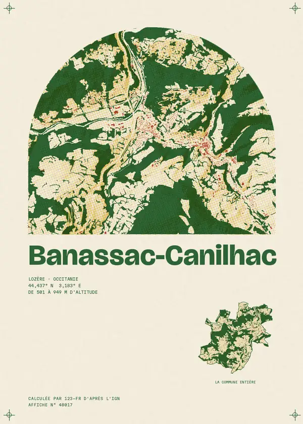 Affiche de Banassac-Canilhac, calculée par 123-fr d'après l'IGN