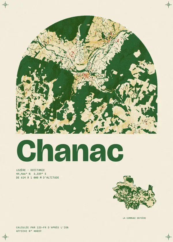 Affiche de Chanac, calculée par 123-fr d'après l'IGN