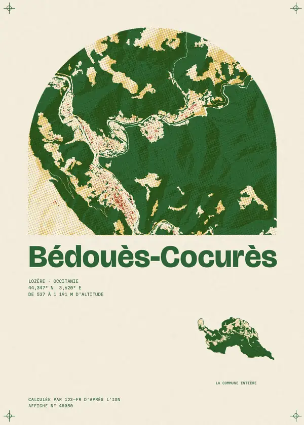 Affiche de Bédouès-Cocurès, calculée par 123-fr d'après l'IGN