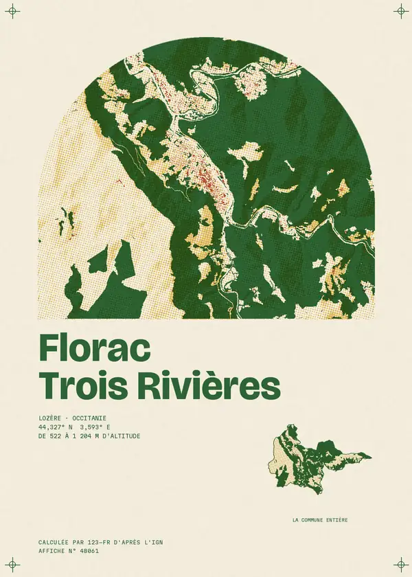 Affiche de Florac Trois Rivières, calculée par 123-fr d'après l'IGN