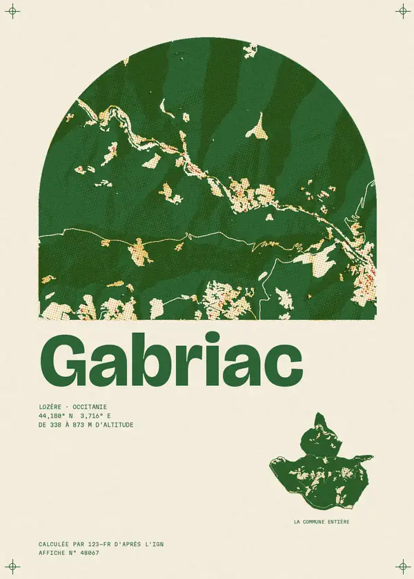 Affiche de Gabriac, calculée par 123-fr d'après l'IGN
