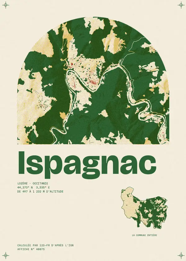 Affiche de Ispagnac, calculée par 123-fr d'après l'IGN