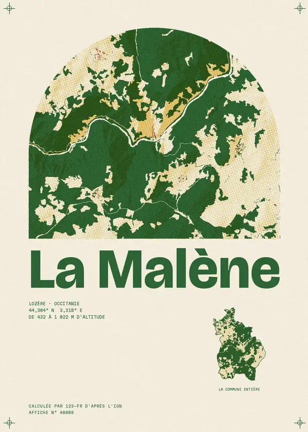 Affiche de La Malène, calculée par 123-fr d'après l'IGN
