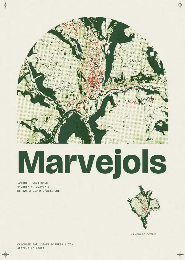 Affiche de Marvejols, calculée par 123-fr d'après l'IGN