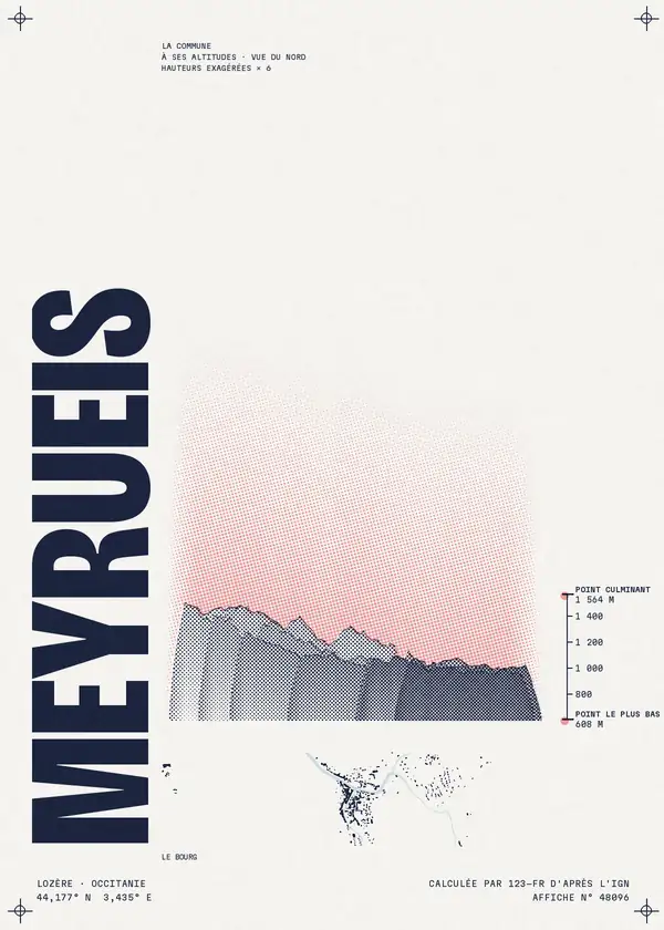 Affiche de Meyrueis, calculée par 123-fr d'après l'IGN