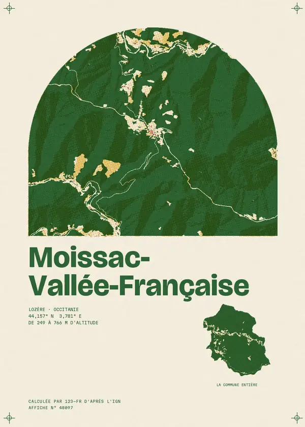Affiche de Moissac-Vallée-Française, calculée par 123-fr d'après l'IGN