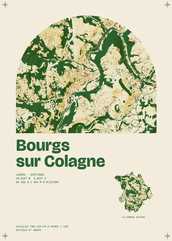 Affiche de Bourgs sur Colagne, calculée par 123-fr d'après l'IGN