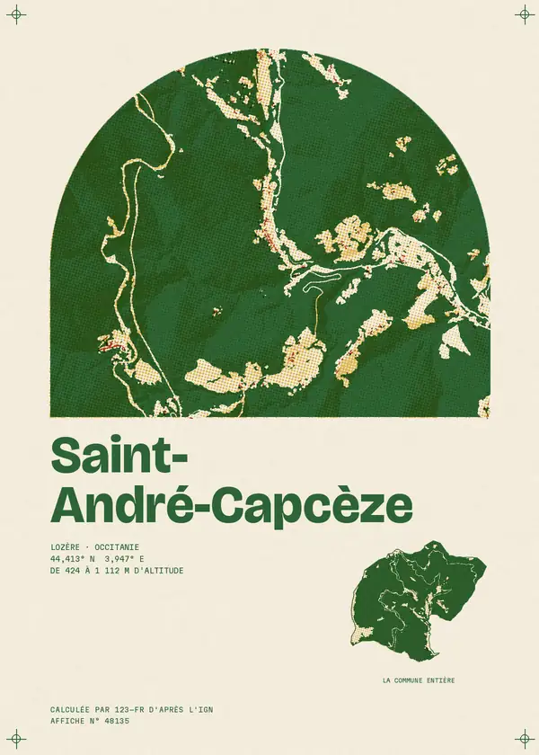 Affiche de Saint-André-Capcèze, calculée par 123-fr d'après l'IGN