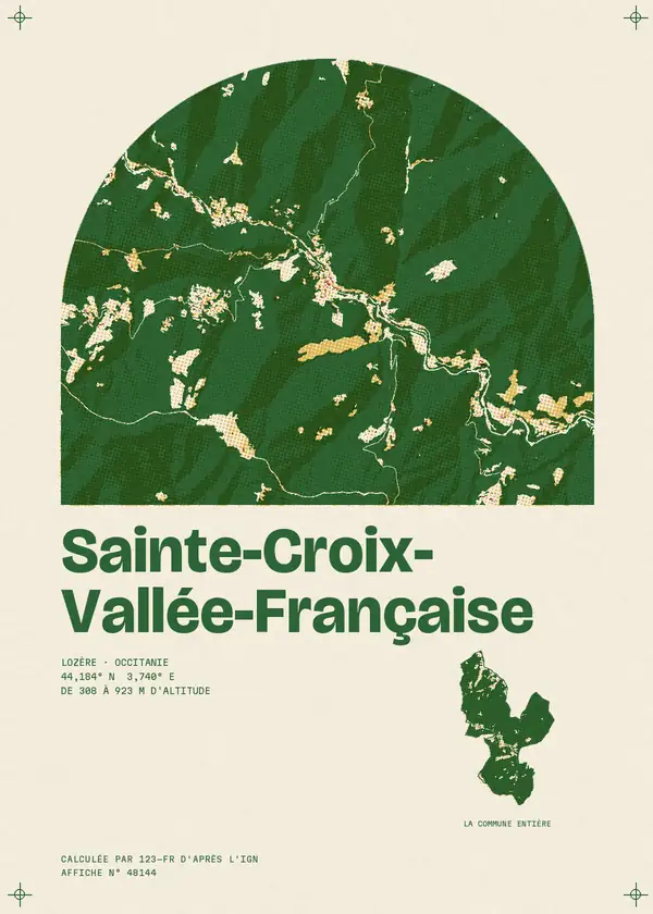 Affiche de Sainte-Croix-Vallée-Française, calculée par 123-fr d'après l'IGN