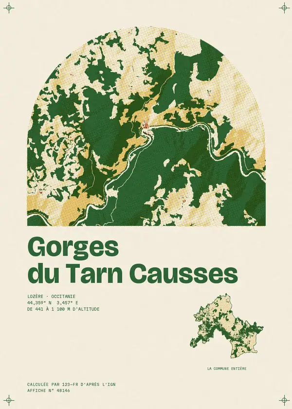 Affiche de Gorges du Tarn Causses, calculée par 123-fr d'après l'IGN