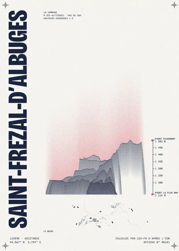 Affiche de Saint-Frézal-d'Albuges, calculée par 123-fr d'après l'IGN