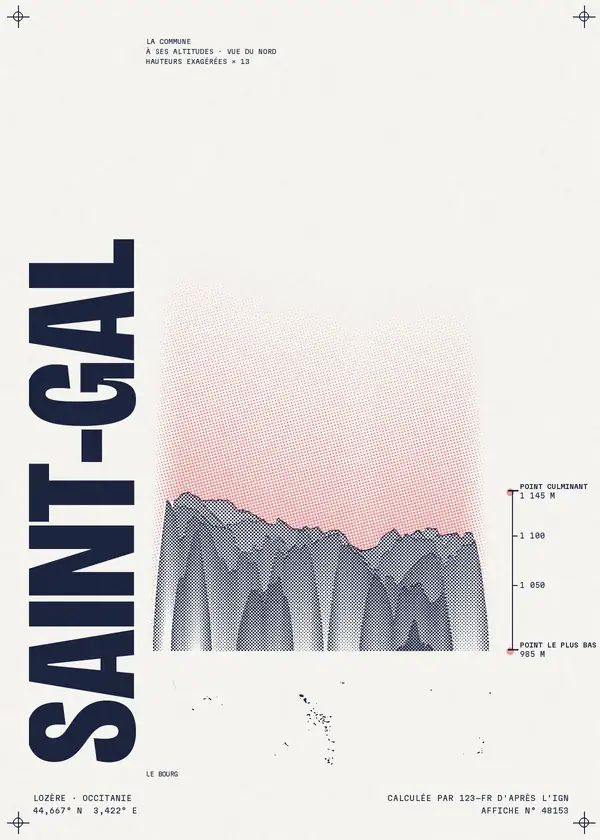 Affiche de Saint-Gal, calculée par 123-fr d'après l'IGN