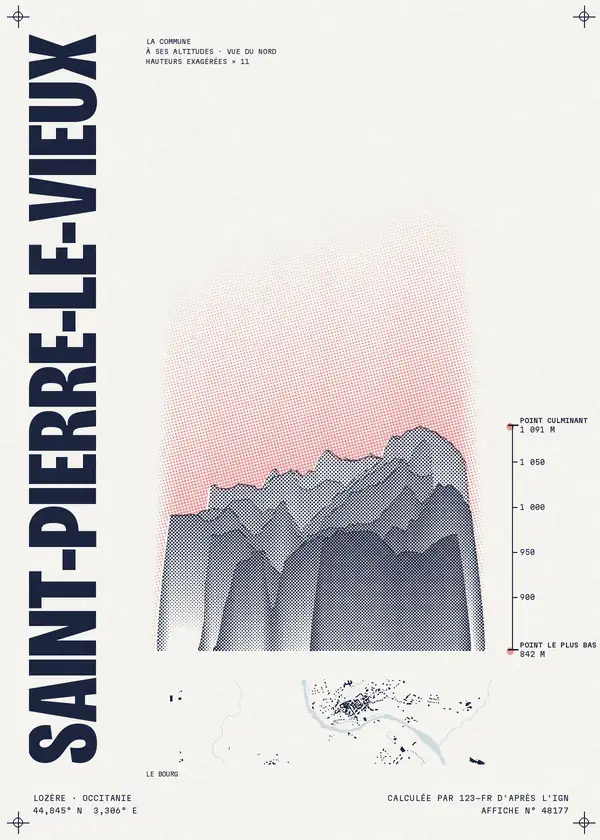 Affiche de Saint-Pierre-le-Vieux, calculée par 123-fr d'après l'IGN
