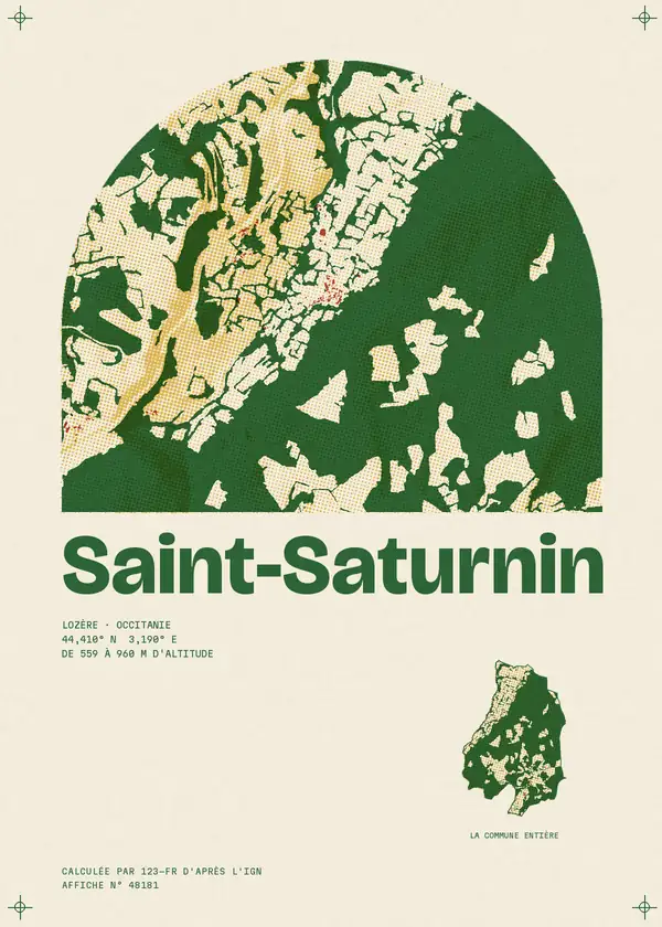 Affiche de Saint-Saturnin, calculée par 123-fr d'après l'IGN