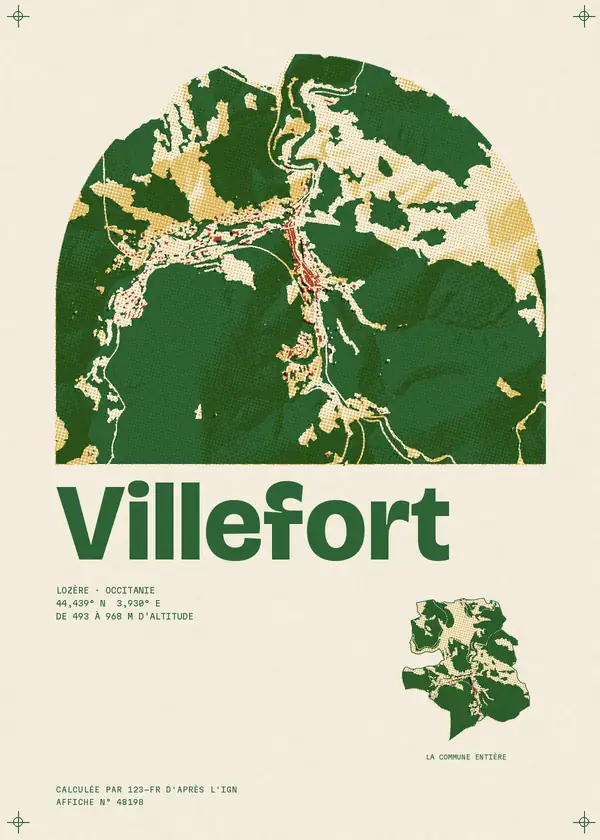 Affiche de Villefort, calculée par 123-fr d'après l'IGN